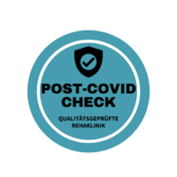 Logo Covid-Check. Rundes Logo für die Qualitätsmarke
